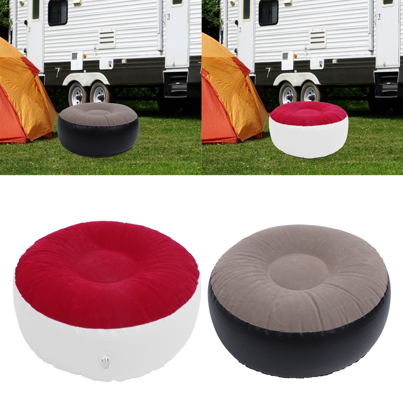 Outdoor Furniture Small - Inflatable Flocking Stool Multipurpose Lightweight Portable