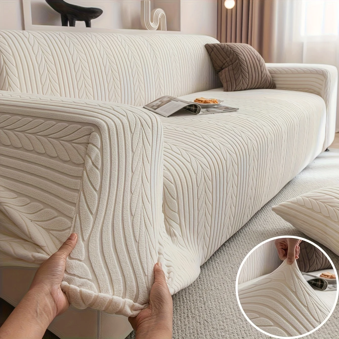 Outdoor Furniture Fabric - us1 Striped Sofa Cover, Washable, Stretchy,