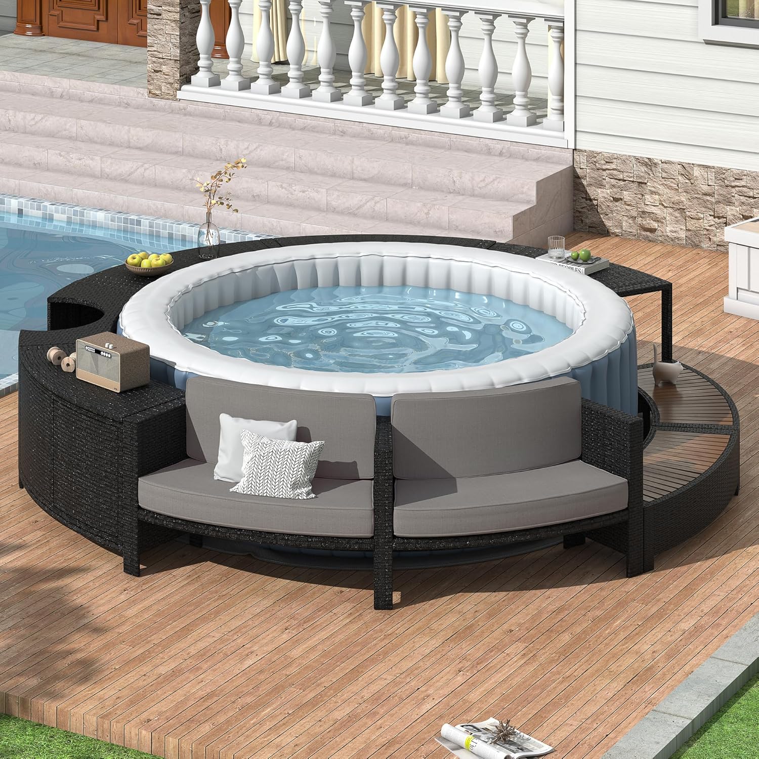 Outdoor Furniture Japanese Style - Rattan Patio Sofa Set with Storage