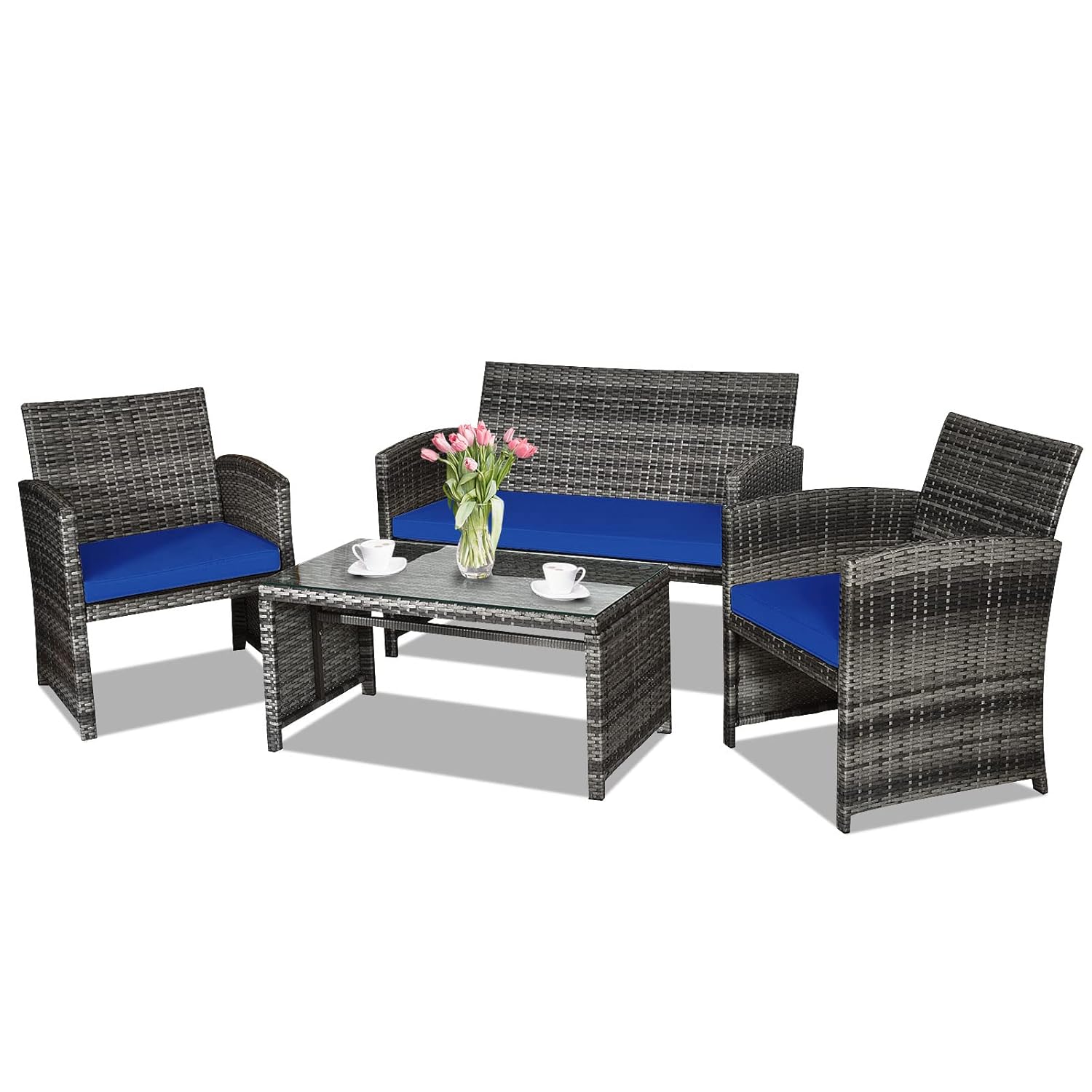 Outdoor Furniture On Sale - 4-Piece Rattan Patio Furniture Set, Outdoor