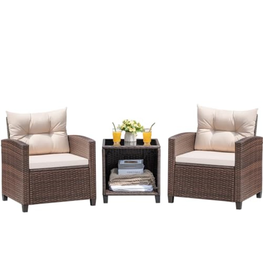 Outdoor Furniture Set - Devoko 3 Pieces Patio Furniture Set