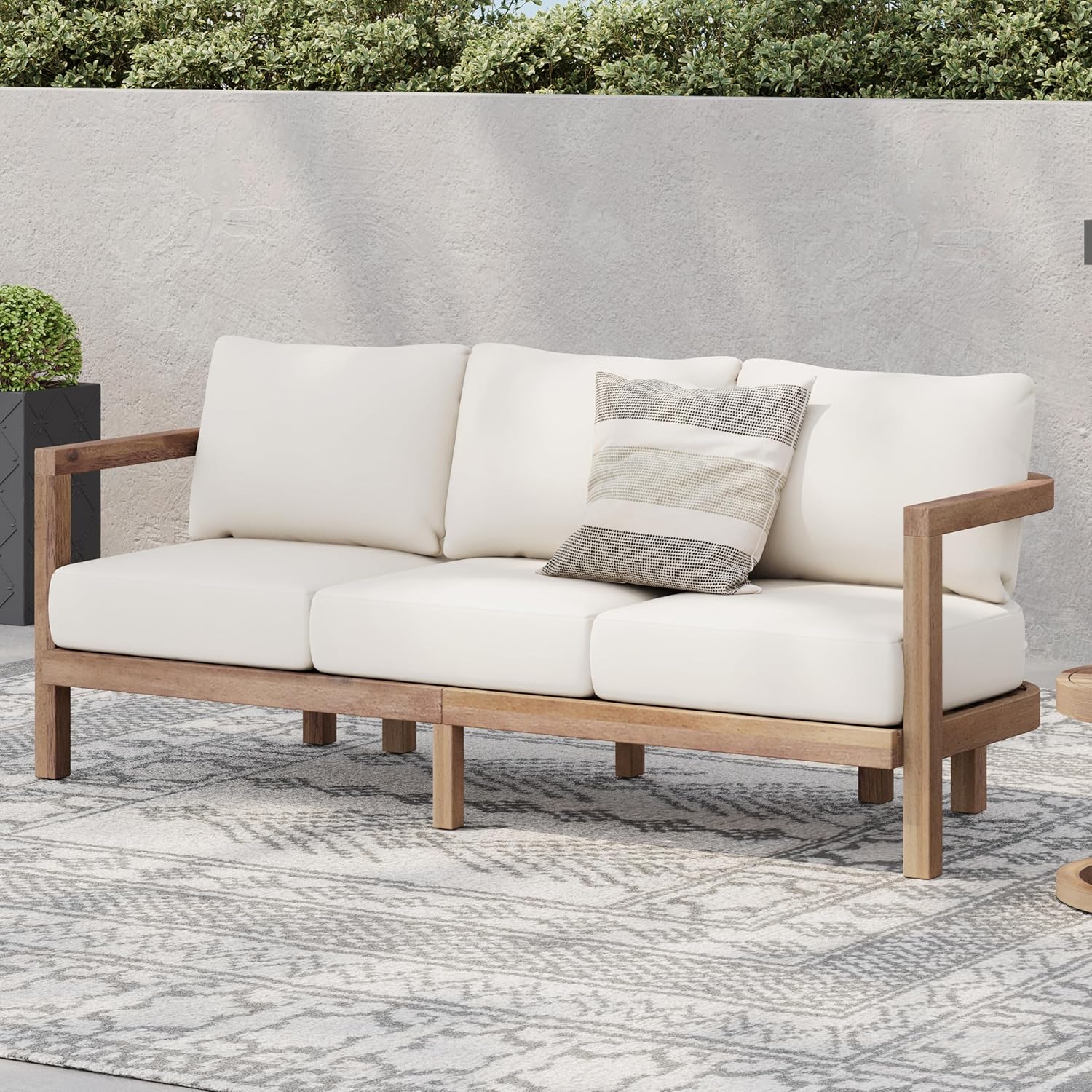 Outdoor Furniture Japanese Style - 3 Seater Acacia Wood Outdoor Sofa