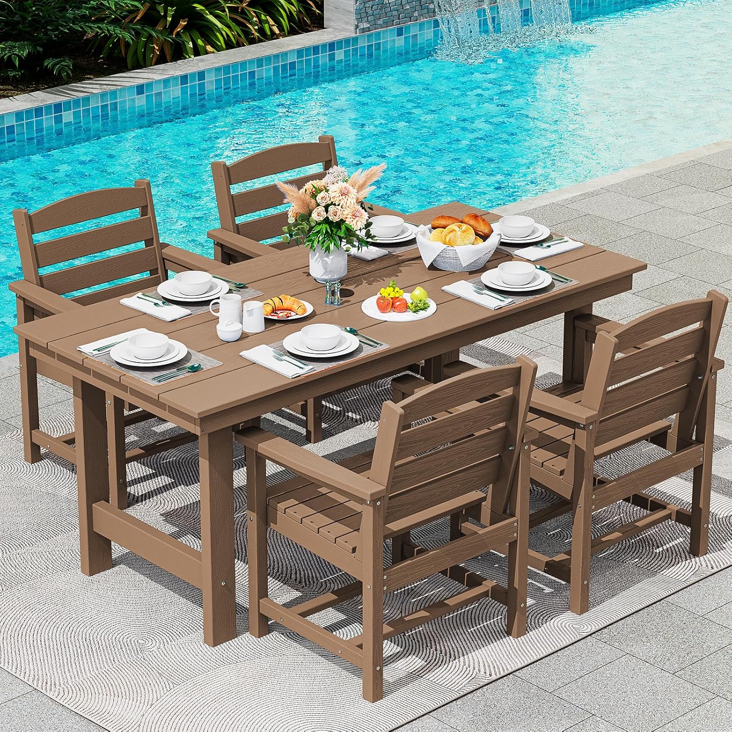 Outdoor Furniture On Sale - 5-Piece HDPE Outdoor Dining Set with