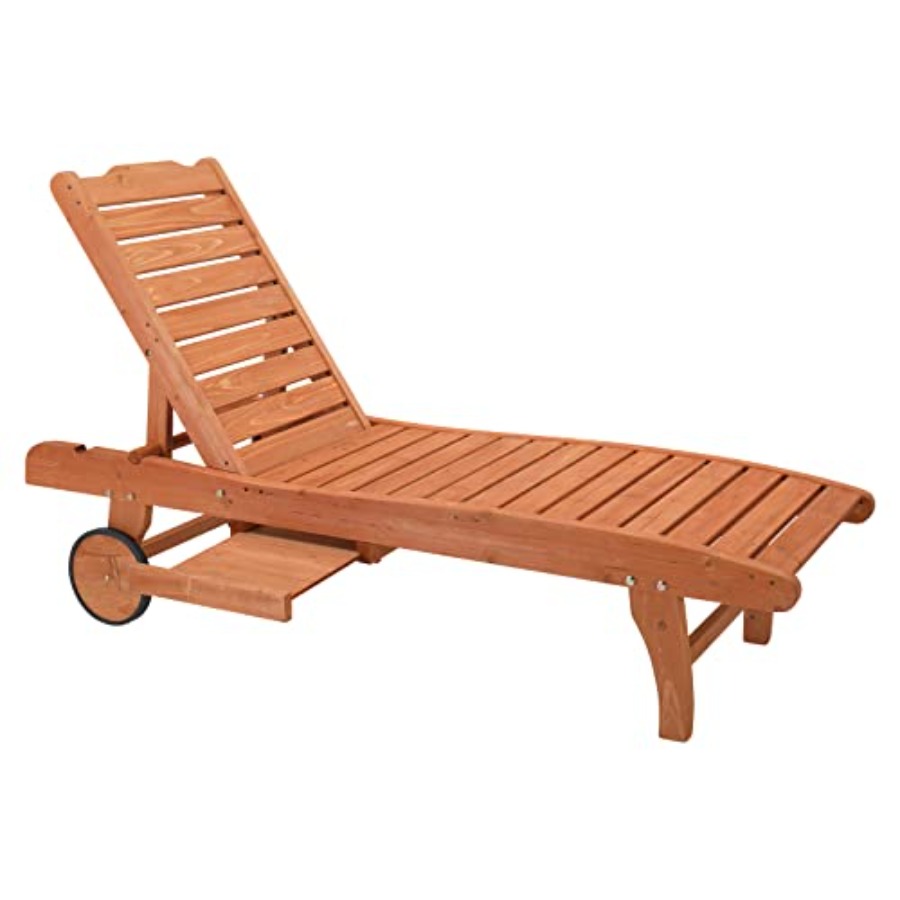 Deck Chair Lounger - 62 Outdoor Wooden Chaise Lounge Chair