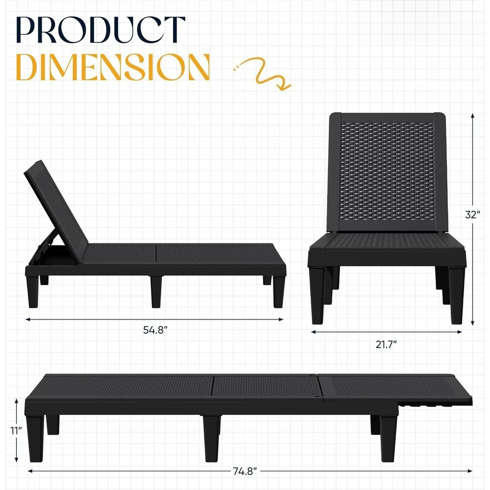 Set of 2 5-Position Adjustable - Deck Chair Lounger avis et prix