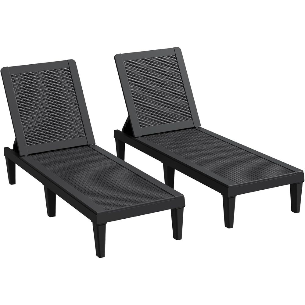 Set of 2 5-Position Adjustable - Deck Chair Lounger avis et prix