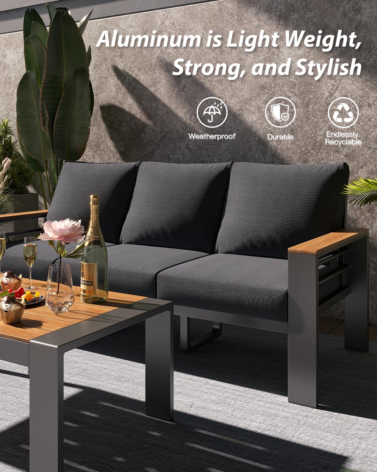 Aluminum 5 Seat Outdoor Sectio - Outdoor Furniture On Sale avis et prix
