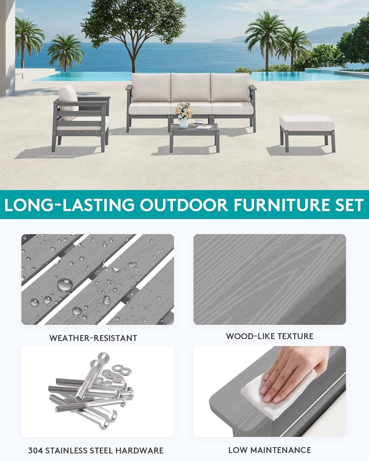 HDPE Patio Furniture Set, 6 Pi - Outdoor Furniture On Sale avis et prix