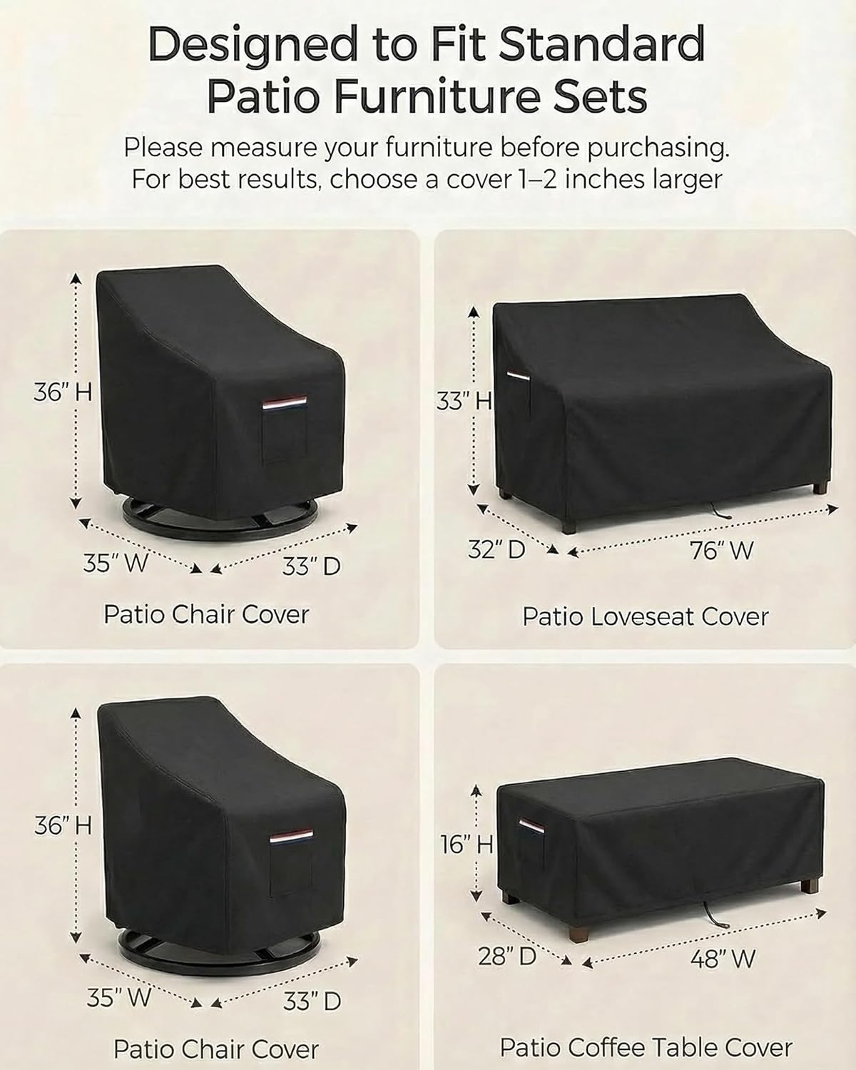 4-Piece Patio Furniture Cover  - Outdoor Furniture Sofa avis et prix