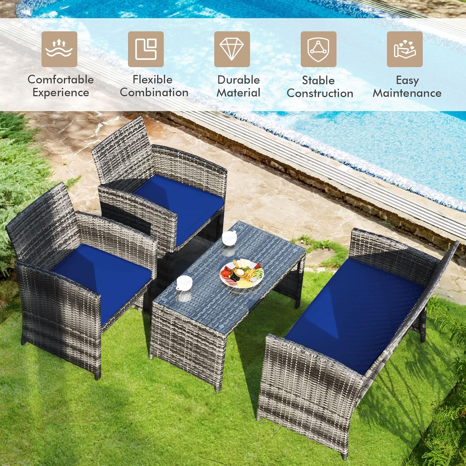 4-Piece Rattan Patio Furniture - Outdoor Furniture On Sale avis et prix