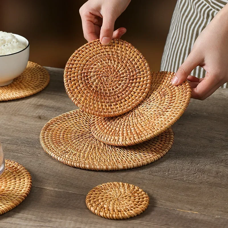 Handmade Round Rattan Coasters - Outdoor Furniture Sale avis et prix