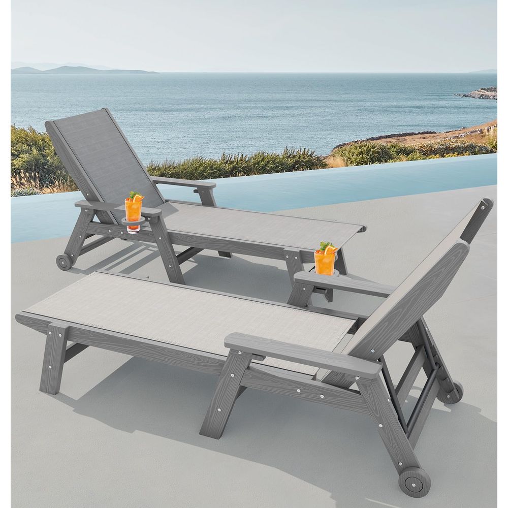 Textilene Patio Chaise Lounge  - Deck Chair Lounger avis et prix