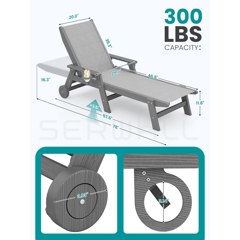 Textilene Patio Chaise Lounge  - Deck Chair Lounger avis et prix