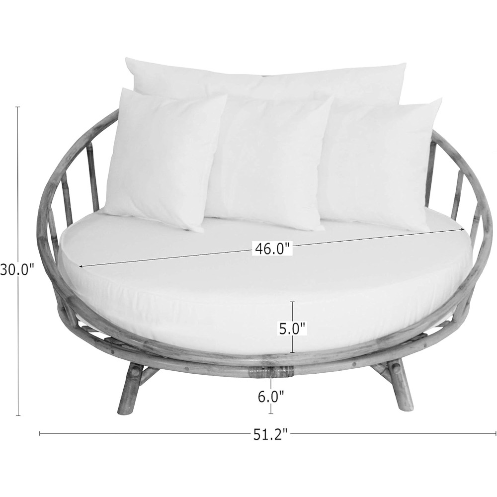 ZEW Rattan Bamboo Round Daybed - Outdoor Furniture On Sale avis et prix