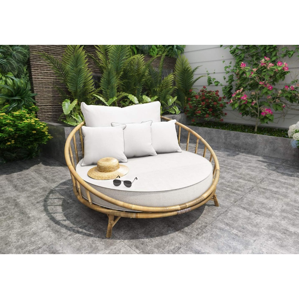 ZEW Rattan Bamboo Round Daybed - Outdoor Furniture On Sale avis et prix