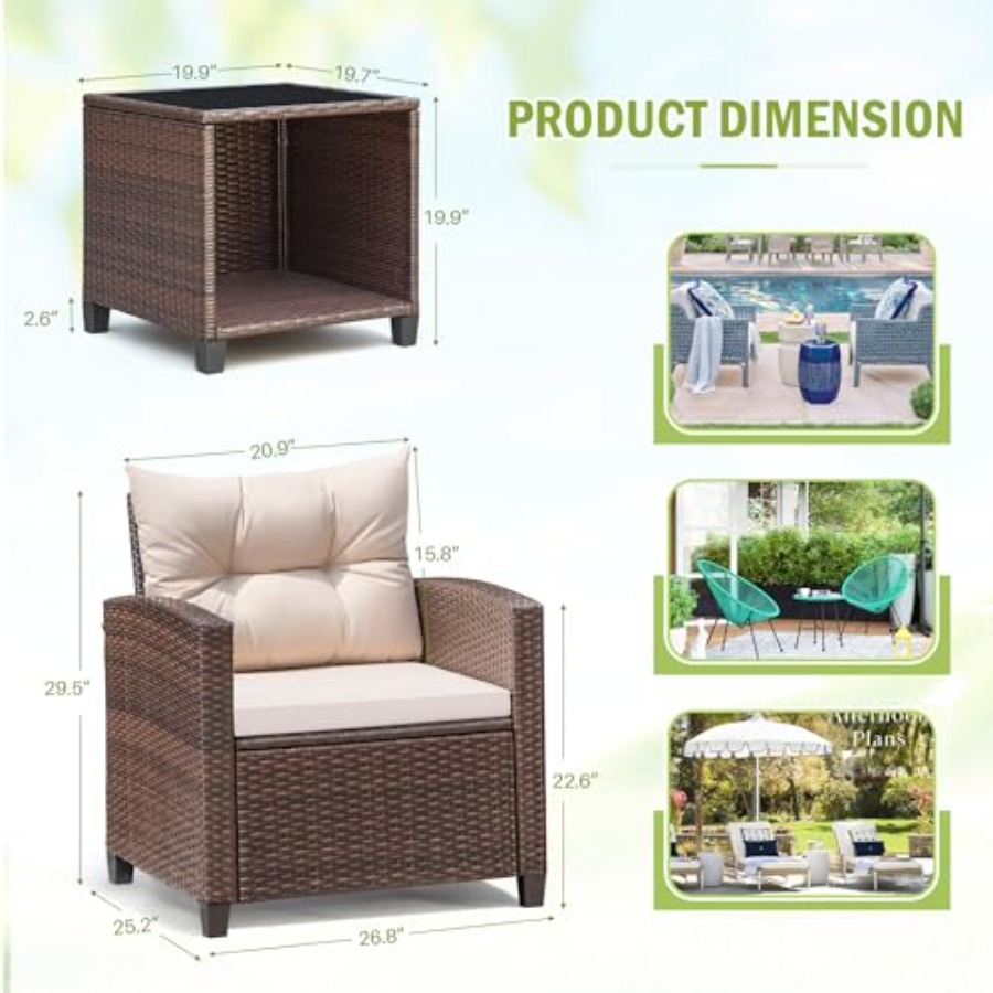 Devoko 3 Pieces Patio Furnitur - Outdoor Furniture Set avis et prix