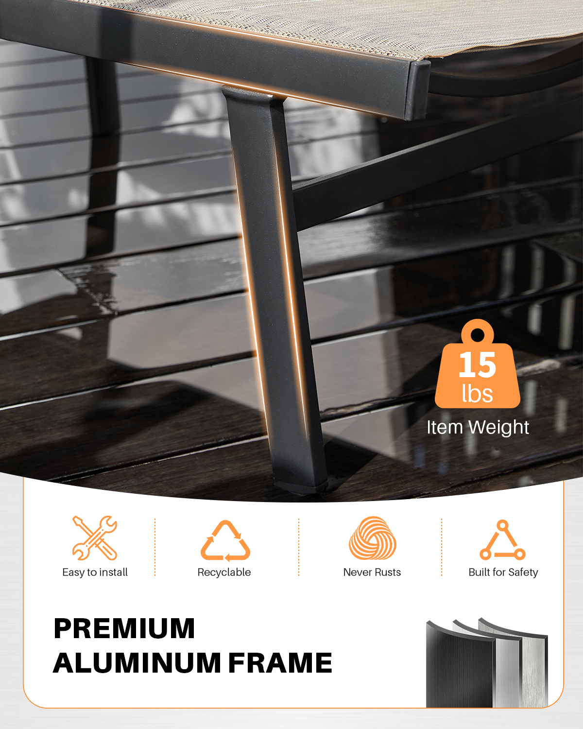 SEEHILL Aluminum Outdoor Chais - Deck Chair Lounger avis et prix