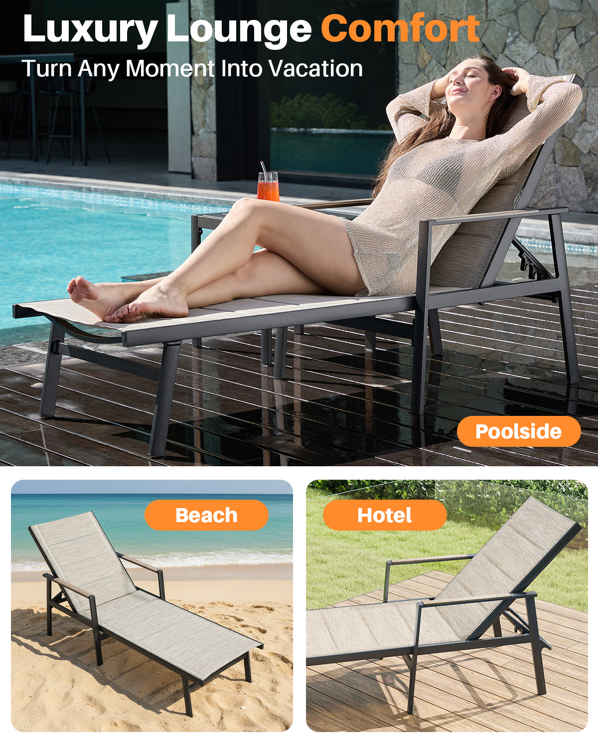 SEEHILL Aluminum Outdoor Chais - Deck Chair Lounger avis et prix