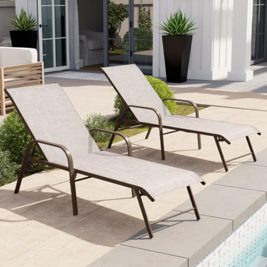 Outdoor Lounge Chair Set of 2  - Deck Chair Lounger avis et prix