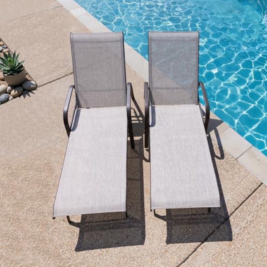 Outdoor Lounge Chair Set of 2  - Deck Chair Lounger avis et prix