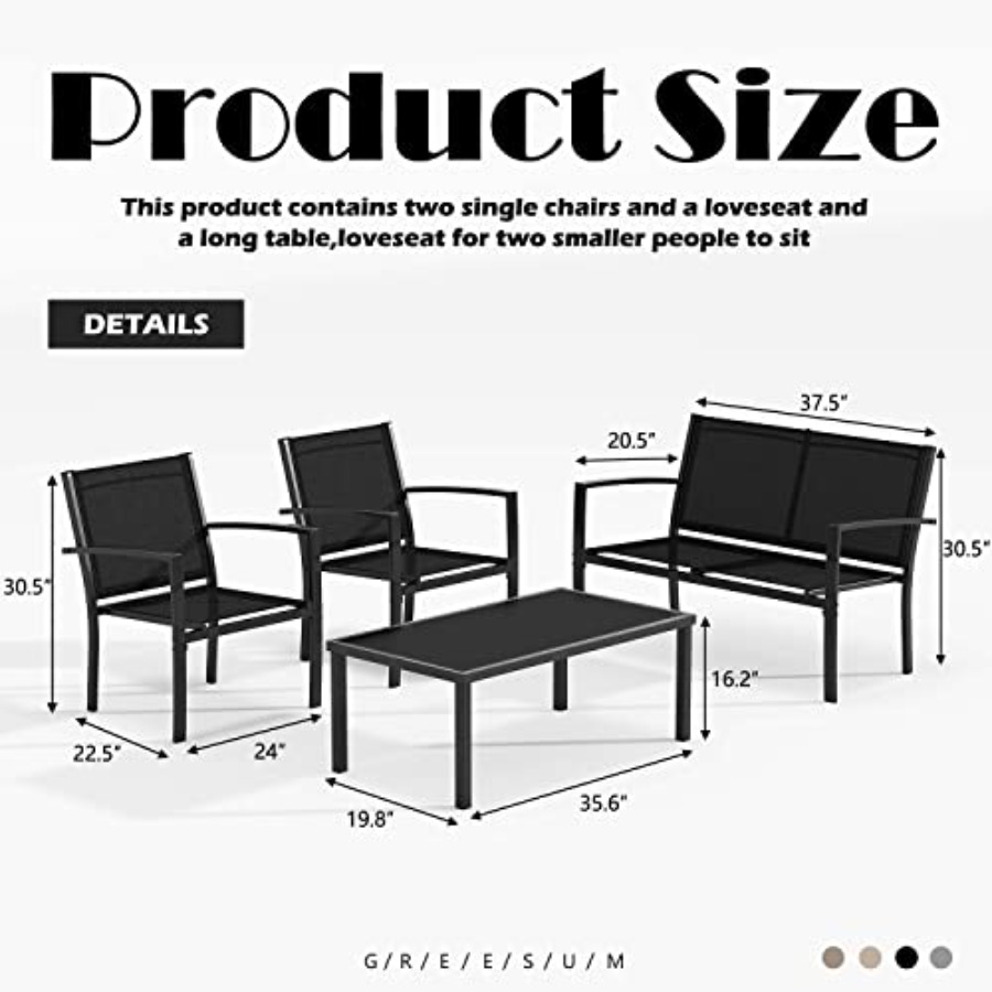 Greesum 4 Pieces Patio Furnitu - Outdoor Furniture Set avis et prix