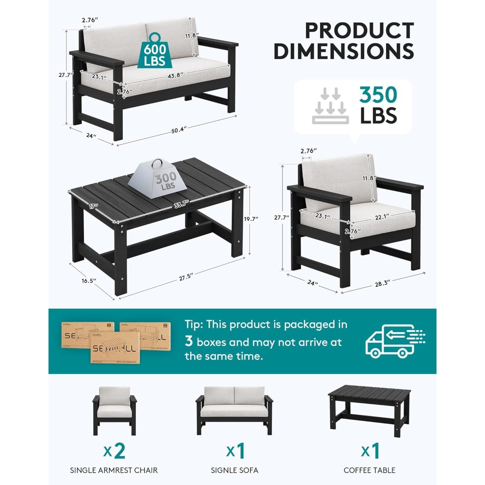 4 Pieces HDPE Outdoor Sofa Set - Outdoor Furniture On Sale avis et prix