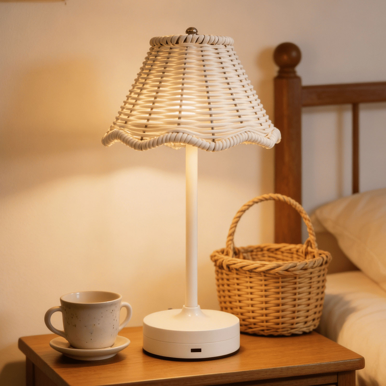 LED Vintage Rattan Table Lamp  - Outdoor Furniture Sale avis et prix
