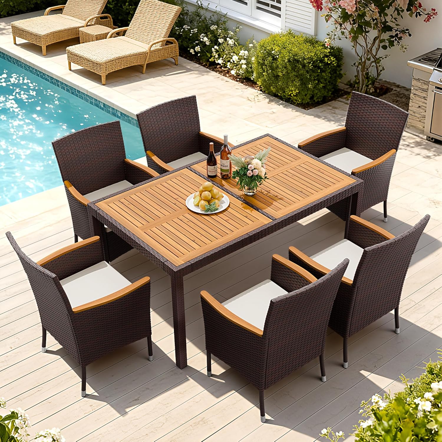 7 Piece Patio Dining Set Acaci - Outdoor Furniture On Sale avis et prix