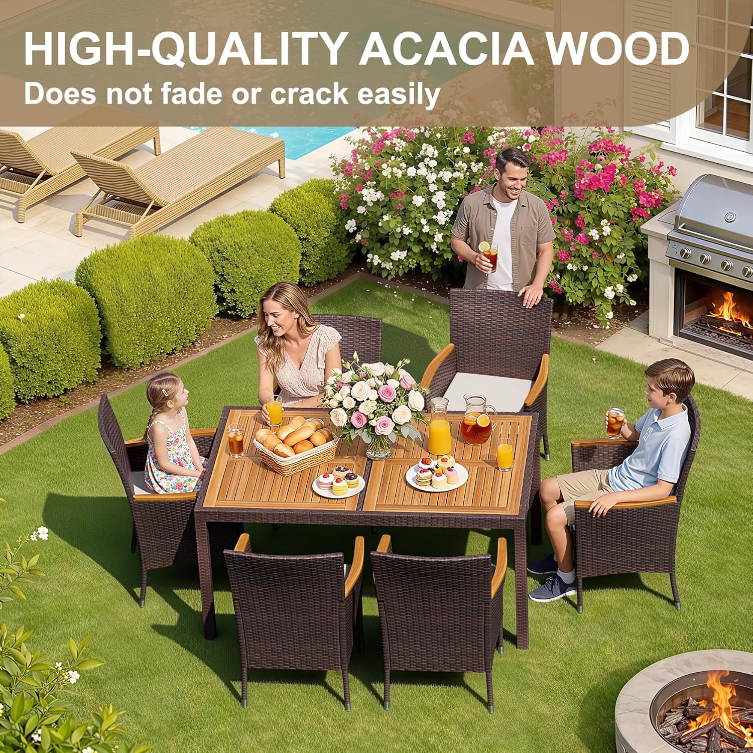 7 Piece Patio Dining Set Acaci - Outdoor Furniture On Sale avis et prix