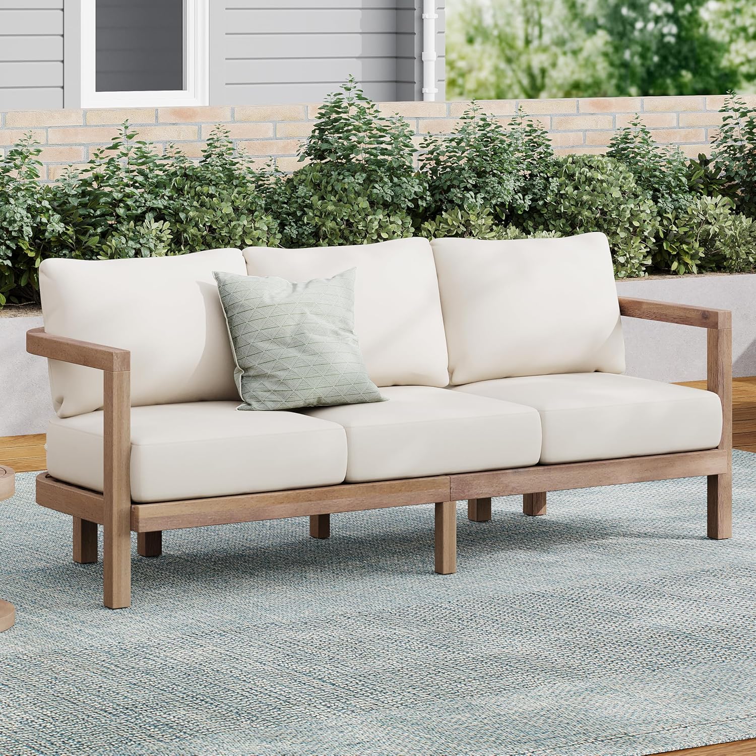 3 Seater Acacia Wood Outdoor S - Outdoor Furniture Japanese Style avis et prix