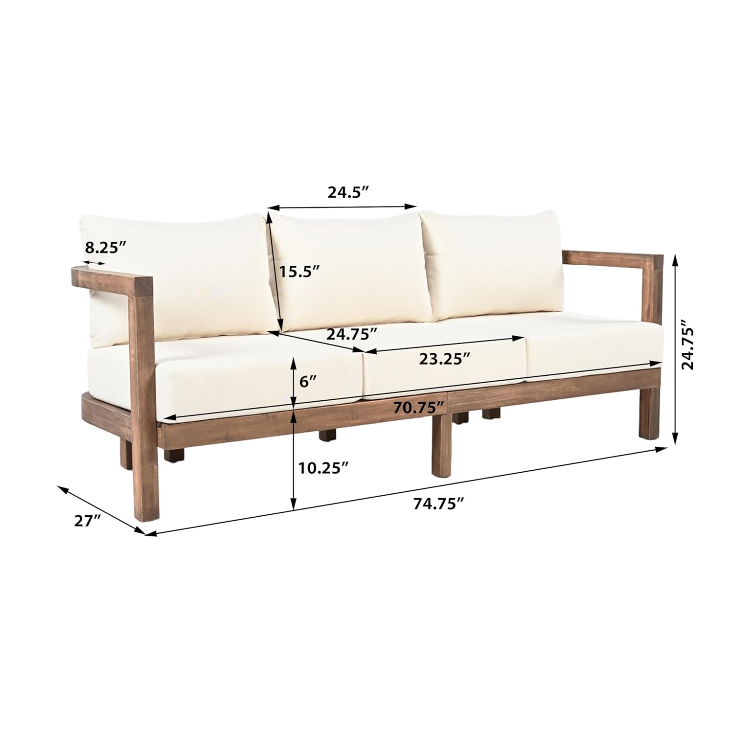 3 Seater Acacia Wood Outdoor S - Outdoor Furniture Japanese Style avis et prix