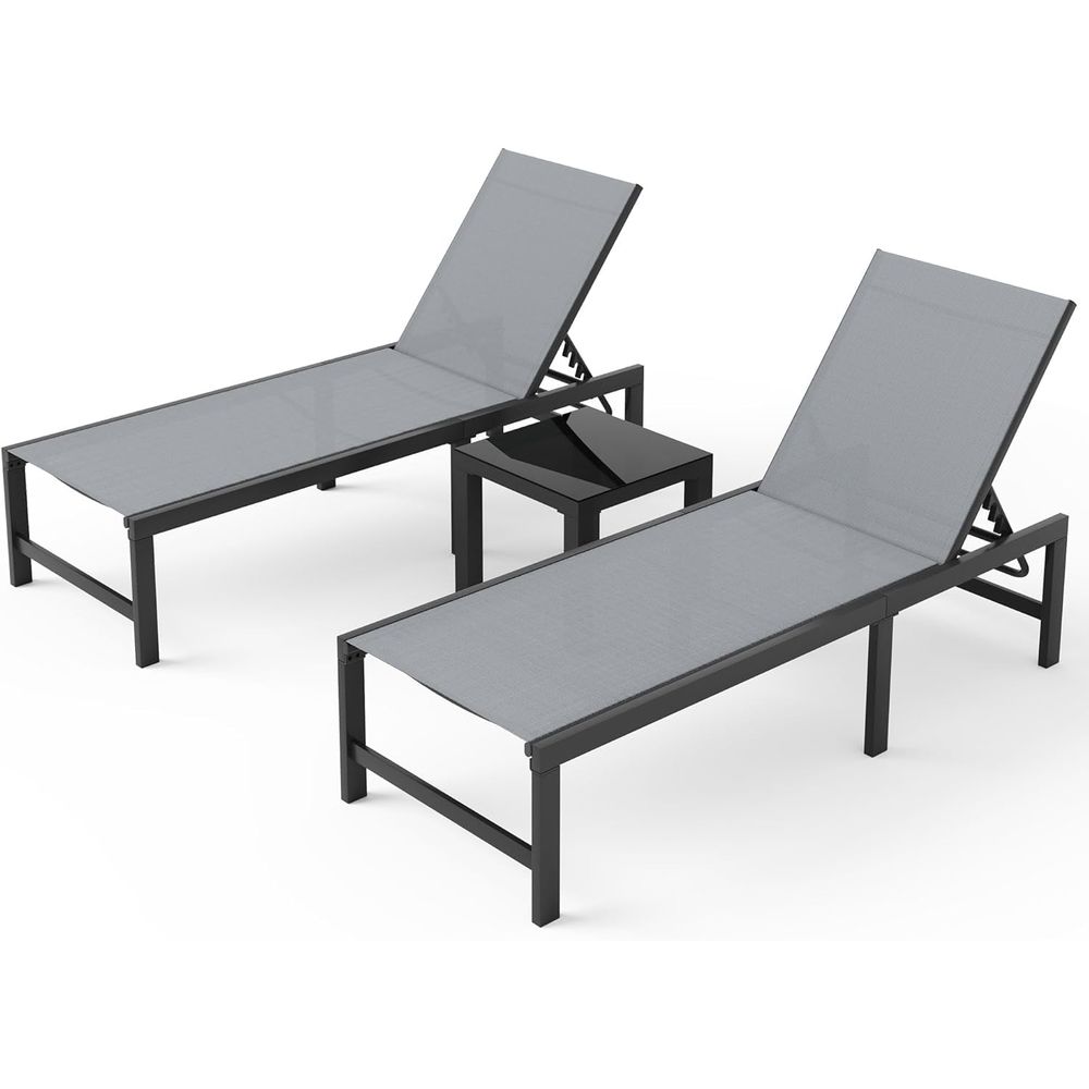 Chair Set o 2 with Table Pool  - Deck Chair Lounger avis et prix
