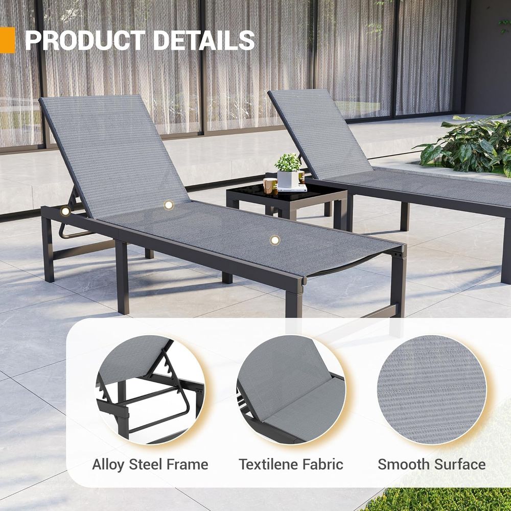 Chair Set o 2 with Table Pool  - Deck Chair Lounger avis et prix