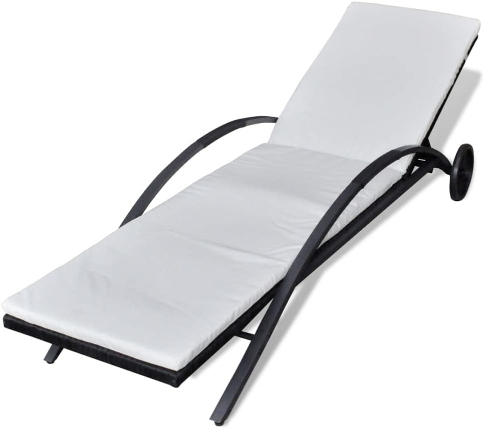 Sun Lounger Black, Cream White - Deck Chair Lounger avis et prix