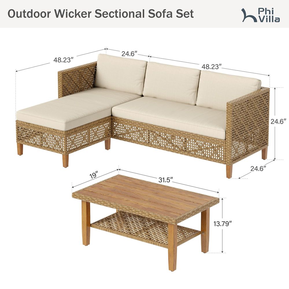 Outdoor Sectional Couch, Wicke - Outdoor Furniture Small avis et prix