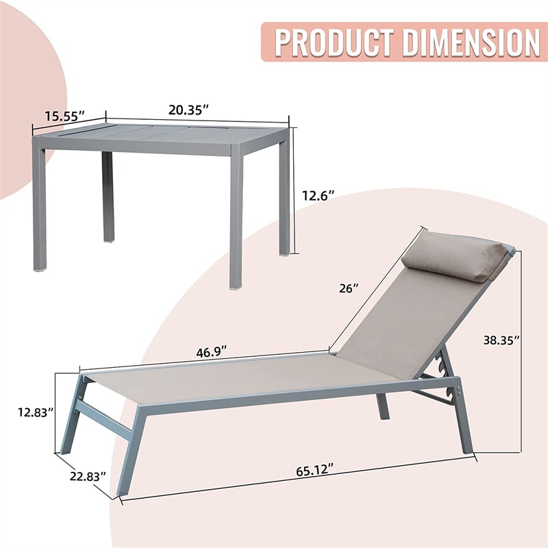 Aluminum Patio Chaise Lounge S - Deck Chair Lounger avis et prix