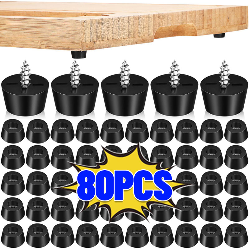80/8Pcs Black Rubber Feet Pads - Outdoor Furniture Leg Protectors avis et prix