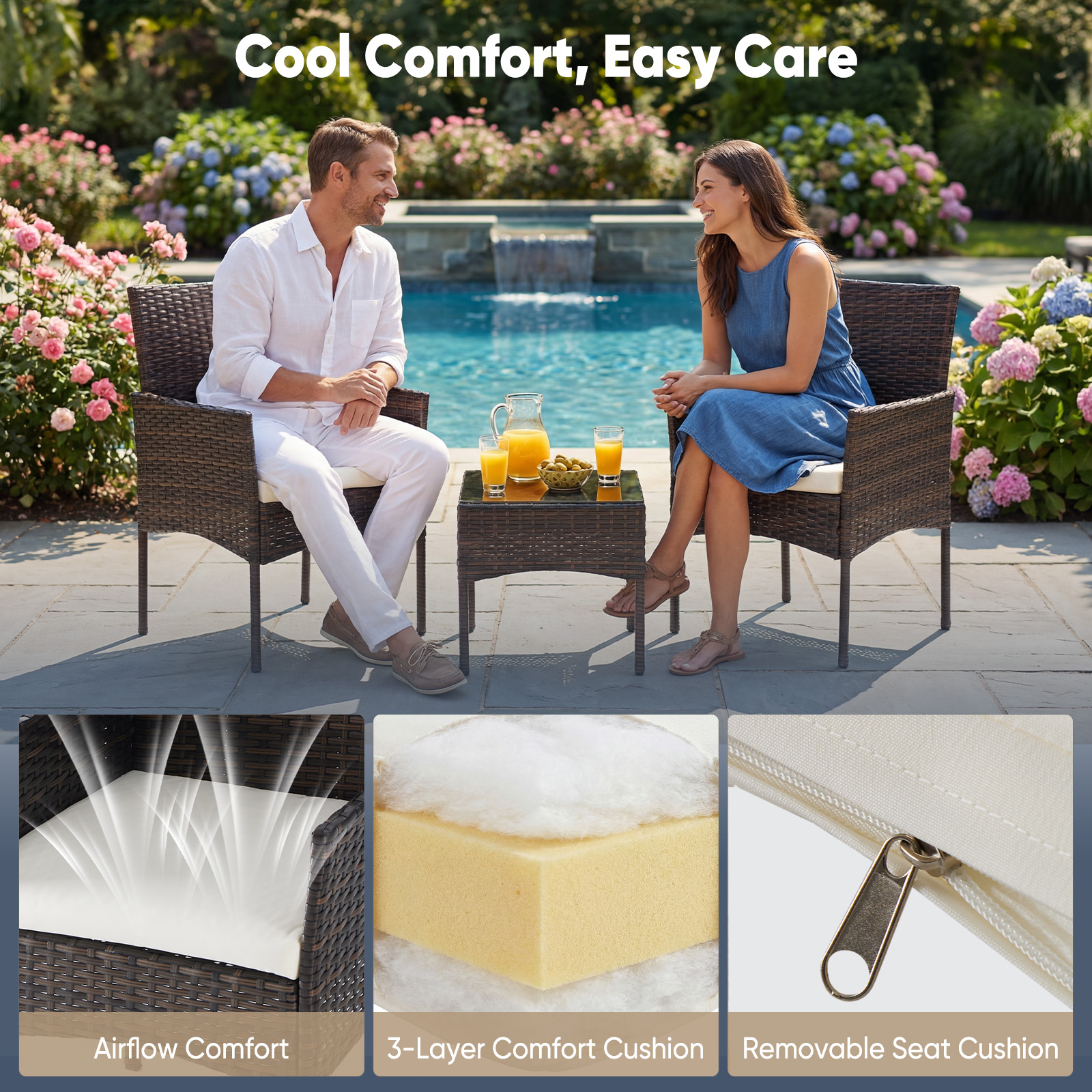JHK Large Size 3 Pieces Outdoo - Outdoor Furniture On Sale avis et prix