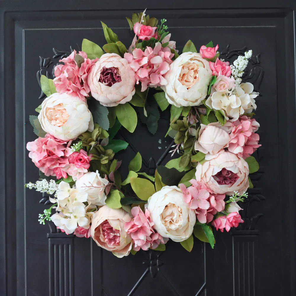Artificial Peony Wreath Garlan - Outdoor Furniture Sale avis et prix