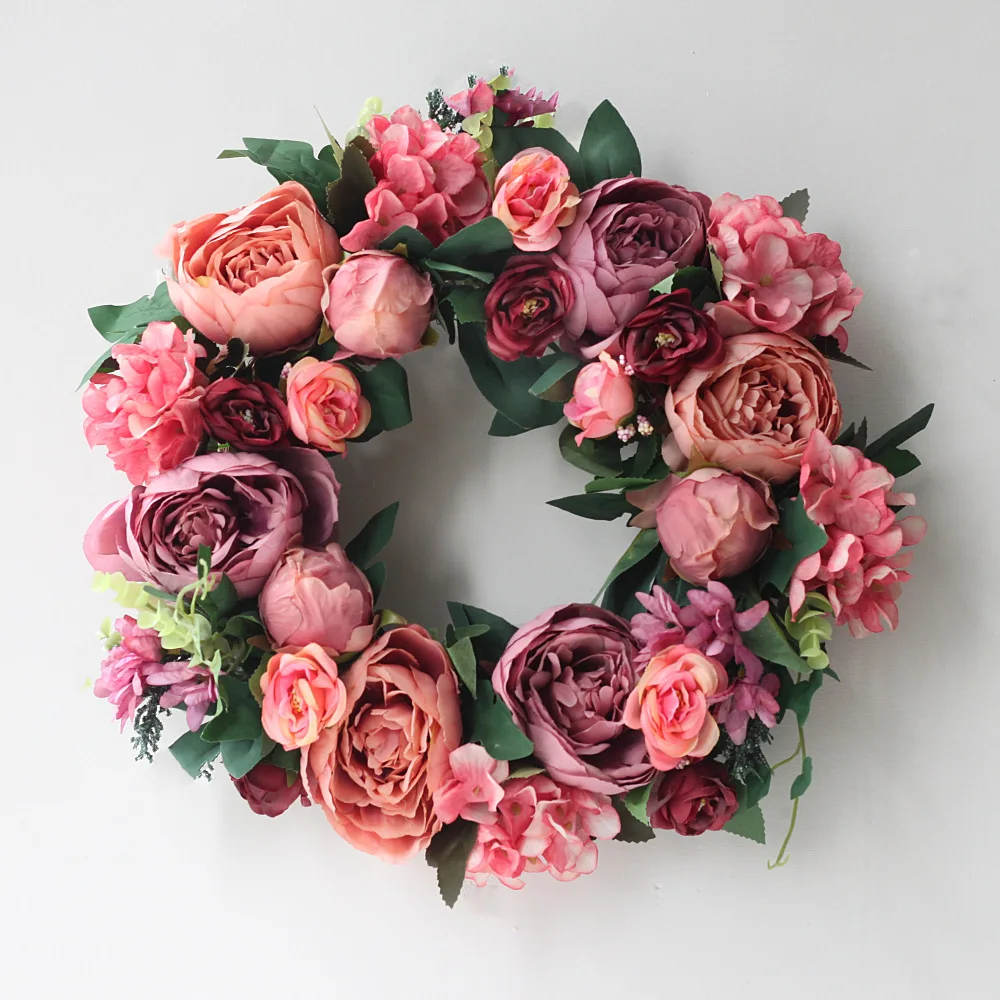 Artificial Peony Wreath Garlan - Outdoor Furniture Sale avis et prix