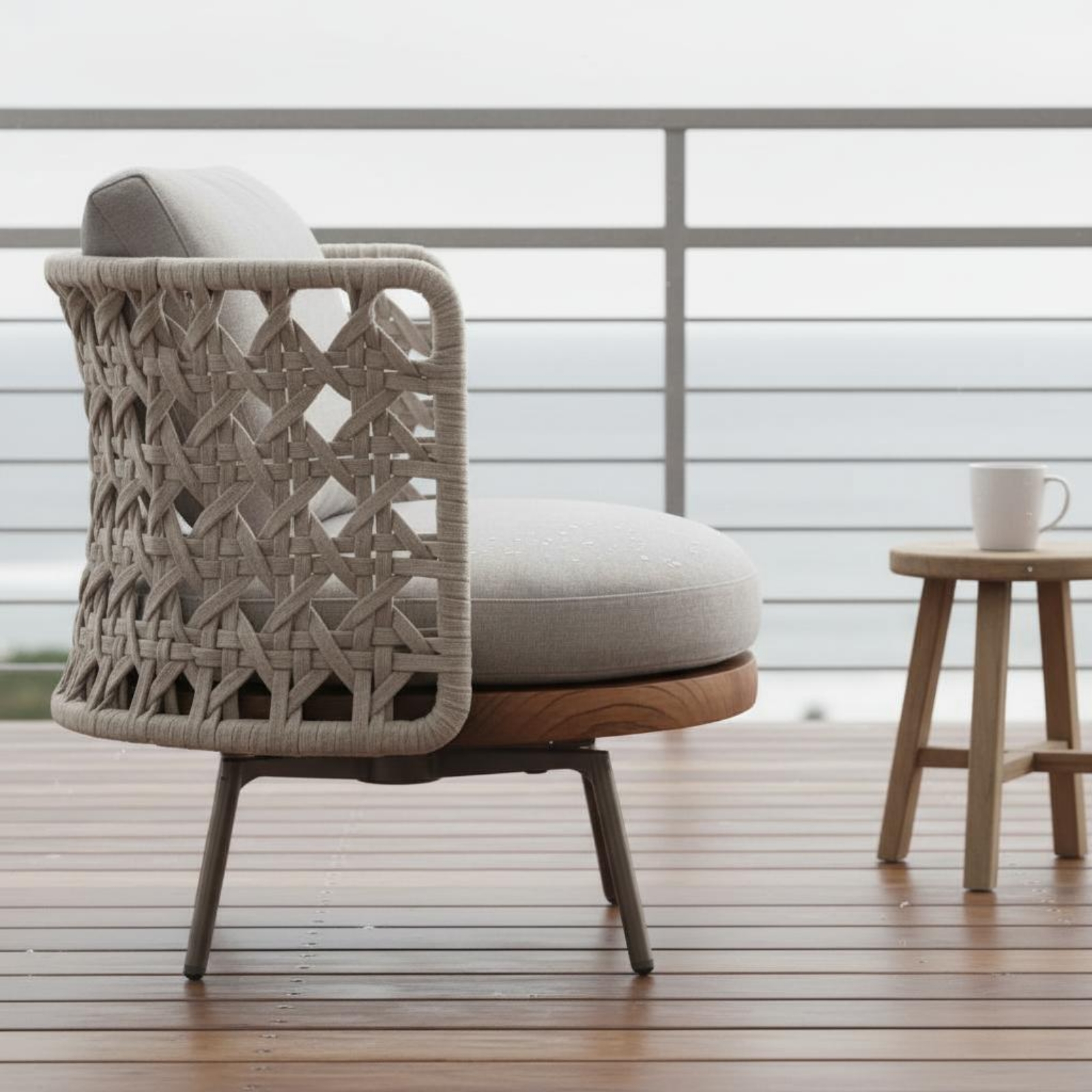 3 Pieces Teak Armchair Nordic  - Outdoor Furniture Teak avis et prix
