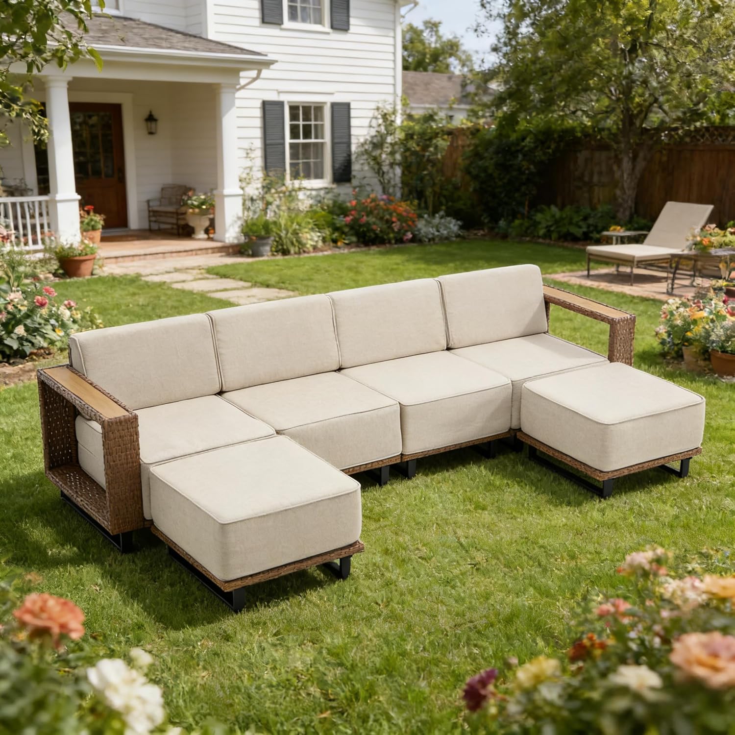 6pc PE Rattan Sectional Sofa S - Outdoor Furniture Japanese Style avis et prix
