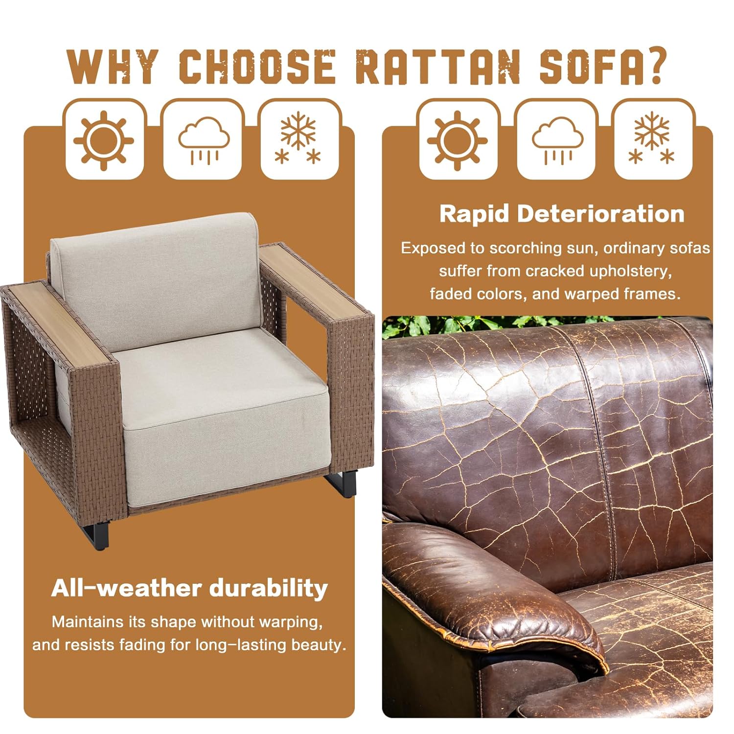 6pc PE Rattan Sectional Sofa S - Outdoor Furniture Japanese Style avis et prix