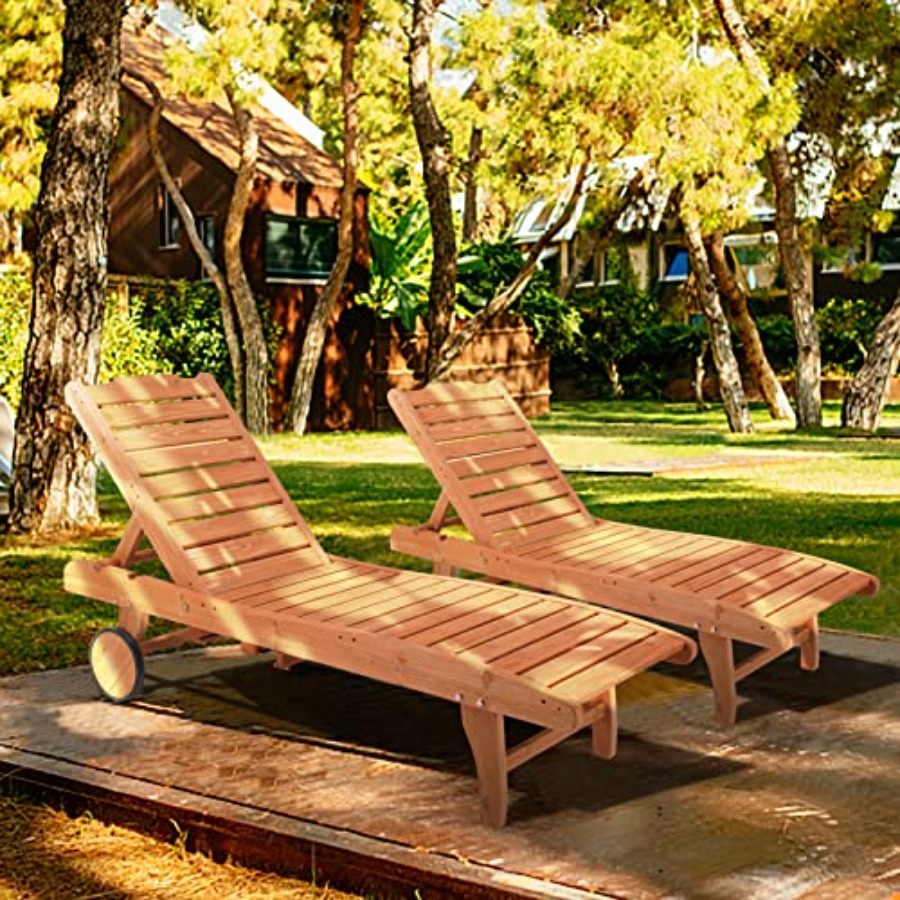 62 Outdoor Wooden Chaise Loung - Deck Chair Lounger avis et prix