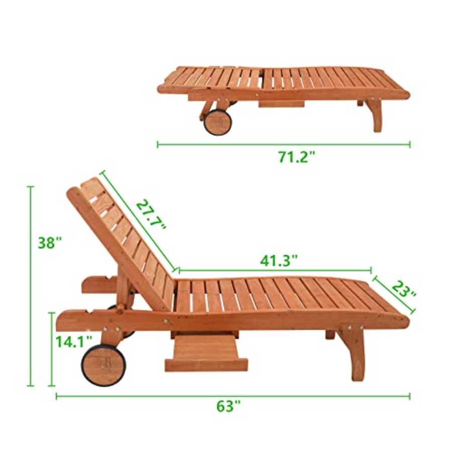 62 Outdoor Wooden Chaise Loung - Deck Chair Lounger avis et prix