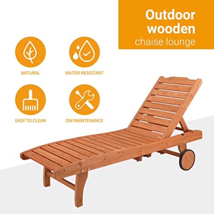 62 Outdoor Wooden Chaise Loung - Deck Chair Lounger avis et prix